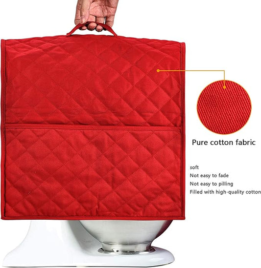 Stand Mixer Cover compatible with Kitchenaid Mixer, Fits All Tilt Head & Bowl Lift Models,Pure Cottot,Fine, Soft, Not Easy to Fade, Not Easy To Pilling. (Fits for 4.5-Quart and All 6-Quart, Red)