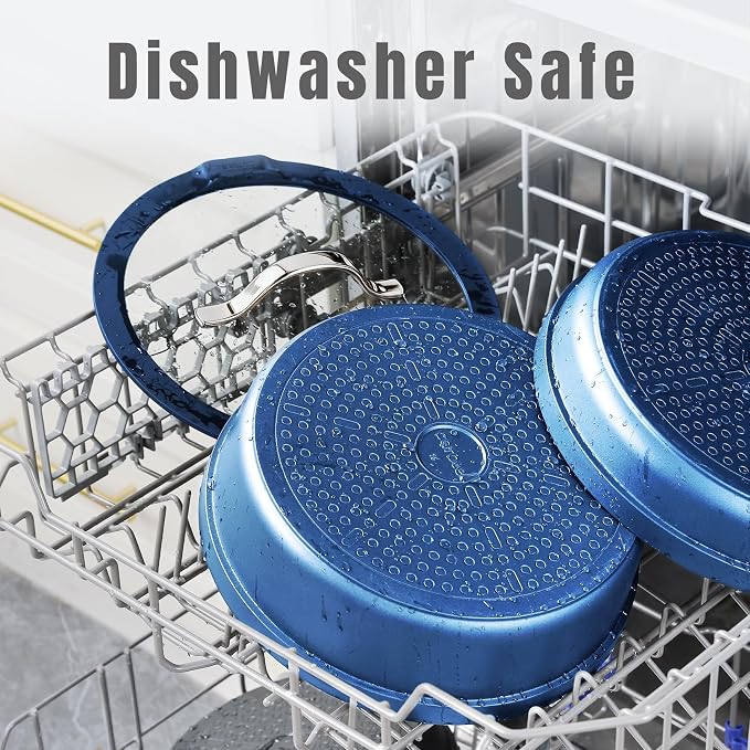 CAROTE 22pcs Pots and Pans Set Non Stick, Nonstick Cookware Set, Dishwasher/Oven/Fridge Safe Pots and Pans, Removable Handle RV Oven Safe Cookware, Induction Kitchen Set, Blue