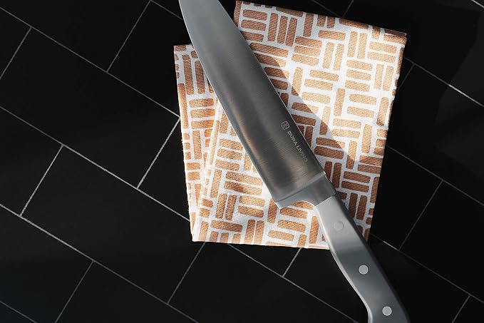 DURA LIVING 8 Inch Professional Chef Knife – High Carbon Stainless Steel, Razor-Sharp, Versatile Cooking & Cutting Kitchen Knife, Ergonomic Handle, Sleek Gray Design