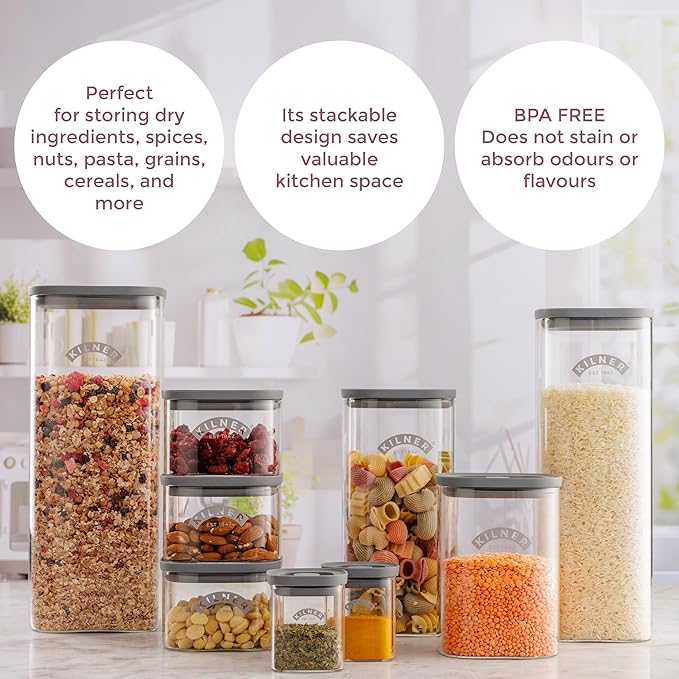 Kilner Fresh Storage Jar 3.5 Litre Airtight Glass Container Durable Vacuum Seal Lid | BPA-Free Jar for Food Storage, Pasta, Dry Goods, Pantry Organisation