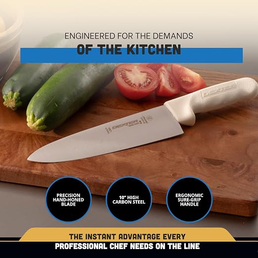 Dexter-Russell 8" Chef's Knife – S145-10PCP | SANI-SAFE Series | High-Carbon Stainless Steel Blade, NSF Certified, Slip-Resistant White Handle, Made in USA