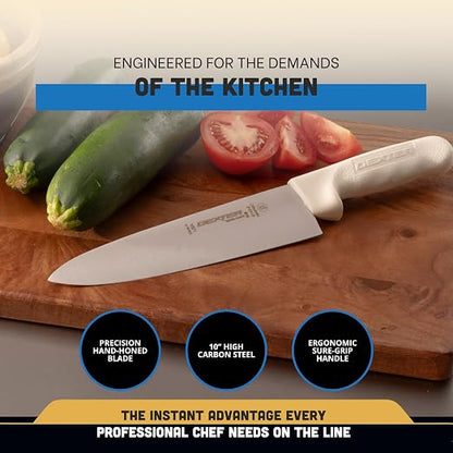 Dexter-Russell 8" Chef's Knife – S145-10PCP | SANI-SAFE Series | High-Carbon Stainless Steel Blade, NSF Certified, Slip-Resistant White Handle, Made in USA