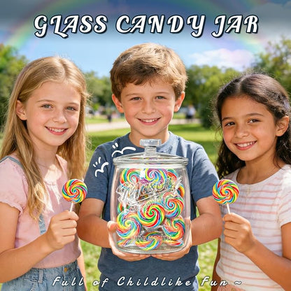 Half Gallon Cookie Jar, Glass Flour Sugar Storage Container for Kitchen Pantry & Laundry Room,Wide Mouth Mason Jar for Sourdough Starter, Candy, Flour, Dog Treats, Coffee - Set of 1
