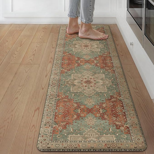 GENIMO Kitchen Mats for Floor, Washable Anti Fatigue Mat for Cushioned, 17.3"x59", Waterproof Kitchen Rugs, Non Slip Foam Comfort Standing Mat Rug for Home, Runner, Sink, Laundry, Multi