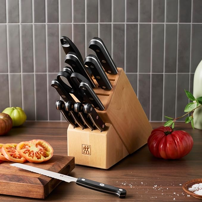 HENCKELS ZWILLING J.A. Henckels Zwilling gourmet 14-pc knife block set, 3.15 Pound, Black/Stainless Steel