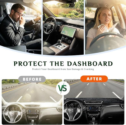 Dash Cover, Anti-Glare, Sun Protection, Dustproof, UV-Proof, Dashboard Covers, Interior Car Accessorie Fit for 2004-2009 Le-xus RX330, Black Patterned Flannel