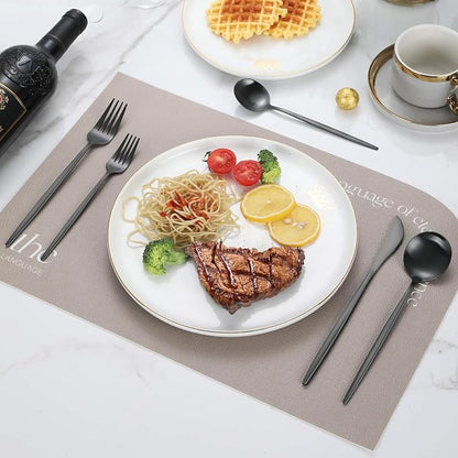 Matte Black Silverware Set,30 Piece Stainless Steel Modern Flatware Set,Brushed Cutlery Set Service for 6,Satin Finish Utensils Set,Home Kitchen and Restaurant,Dishwasher Safe