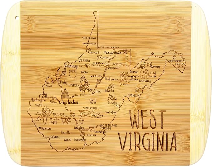 Totally Bamboo A Slice of Life West Virginia State Serving and Cutting Board, 11" x 8.75"