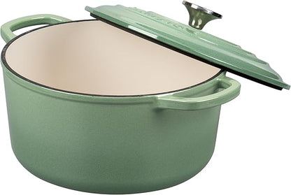 VORRINGARD Enameled Cast Iron Dutch Oven Pot with Lid, for Sourdough Bread Baking, Round Dutch Ovens, 4.5 Quart, Sage Green