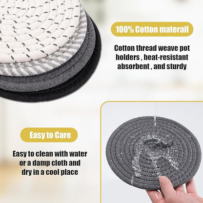Trivets for Hot Dishes, Hot Pads for Kitchen, 7'' Trivets for Hot Pots and Pans, Pot Holders for Kitchen, Pot Holders Heat Resistant 4-Pcs, Kitchen Essentials for New Home