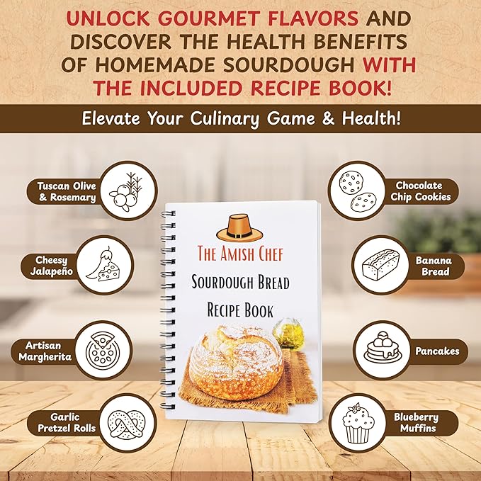Master Baker Sourdough Starter Kit, All-Inclusive Set with Dutch Oven for Bread Baking, Banneton Proofing Basket, Sourdough Starter Jar & Tons of Baking Supplies