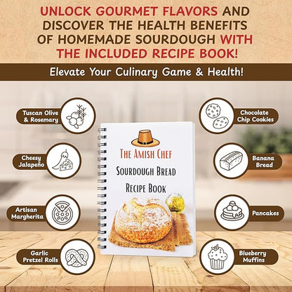 Master Baker Sourdough Starter Kit, All-Inclusive Set with Dutch Oven for Bread Baking, Banneton Proofing Basket, Sourdough Starter Jar & Tons of Baking Supplies