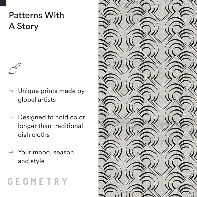 GEOMETRY Kitchen Dish Cloths - Quick Dry Dishcloths for Kitchen - Premium Dish Rags with Geoweave - 3-Pieces Night Reeds