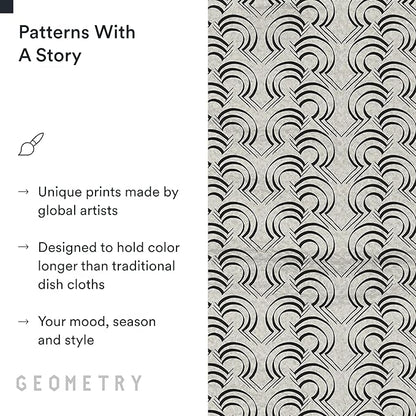 GEOMETRY Kitchen Dish Cloths - Quick Dry Dishcloths for Kitchen - Premium Dish Rags with Geoweave - 3-Pieces Night Reeds