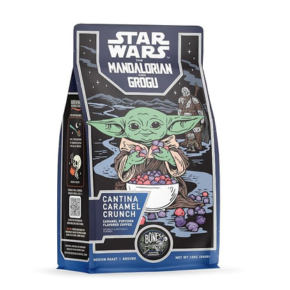 Bones Coffee Company Star Wars Cantina Caramel Crunch Coffee - Medium Roast - Whole Bean - 100 Percent Low-Acid Arabica Coffee Beans - Buttery Caramel Popcorn Flavor - 12 Oz