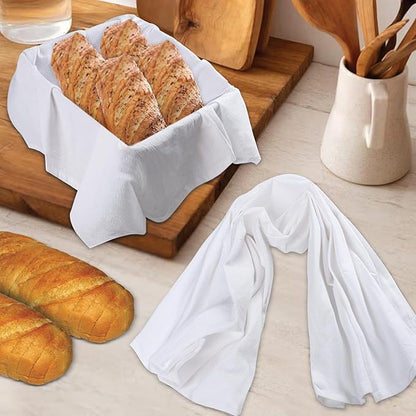 Urban Villa Flour Sack White Kitchen Towels 100% Cotton Highly Absorbent Dish Towels for Bread Proofing Baking Drying Dinnerware Glass Embroidery DIY Projects Zero Lint 27x27 Inches (4 Pack)