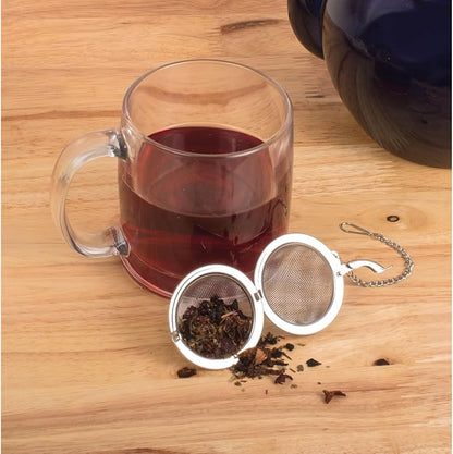 HIC Kitchen Mesh Ball Tea Infuser, 18/8 Stainless Steel Mesh, For Loose Leaf Tea and Mulling Spices, 2-Inch