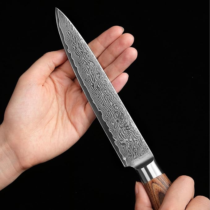 Wakoli EDIB Pro Damascus Carving Knife – Japanese Style Meat Slicer | 6.7-Inch Blade Made of 67-Layer Damascus Steel with VG10 Core | Ergonomic Pakkawood Handle | Professional Carving Tool