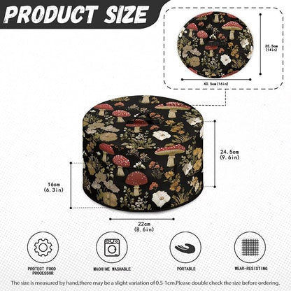 Vintage Mushroom Floral Slow Cooker Dust Cover Compatible with 6-8 qt Crock for Pot Small Kitchen Appliance Decor Dust Cover with Top Handle and Pocket
