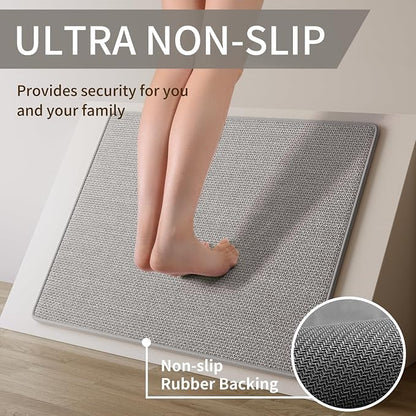 YDKGL Kitchen Mats for Floor, Super Absorbent Kitchen Rugs Non Slip Washable, Soft Imitation Linen Braided Kitchen Runner Rug, Standing Mat Kitchens Sink Mat, Easy to Clean, Gray 17x95