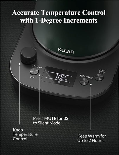 KLEAH Gooseneck Electric Kettle with Temperature Control - 0.8L Automatic Shut Off Tea & Coffee Kettle, Hot Water Boiler Pour Over Coffee Kettle, 1200W Quick Heating Keep Warm, Green