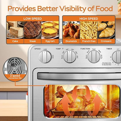 Geek Chef Air Fryer Toaster Oven Combo, 16QT 5-in-1 Toaster Ovens Countertop, Convection AirFryer with Bake, Air fryer & Toaster, Broil and Warm Functions, Stainless Steel Easy Oven for Wonder Meals