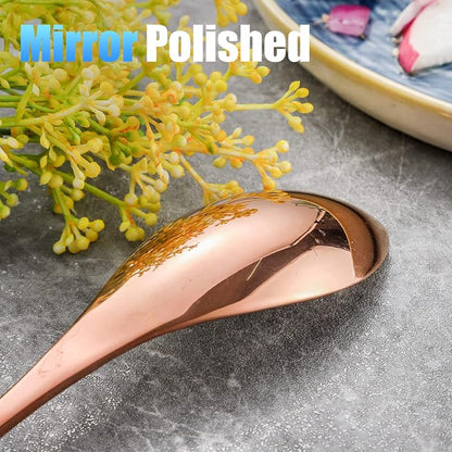 Lemeya 20-Pieces Rose gold Silverware Set for 4,Heavy Duty 18/10 Stainless Steel Flatware Set with Forged Stand Knives,Modern Cutlery Utensil Set,Mirror Polished,Dishwasher Safe