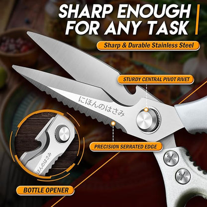 TIJERAS Kitchen Scissors Set Gold - Stainless Steel Kitchen Shears, Sharp Meat Scissors, Heavy Duty Poultry Shears, Japanese Cooking Scissor for Food, Chicken, and Turkey, Gifts for Women Men