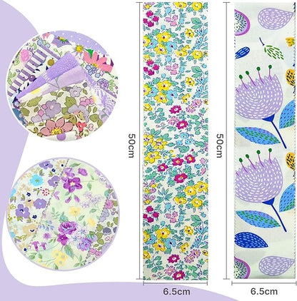 80 Pcs Jelly Roll Fabric Strips for Quilting Sewing 2.6" Precut Cotton Floral Fabric Strips Bundles with Wavy Edges, Perfect for Sewing Purple