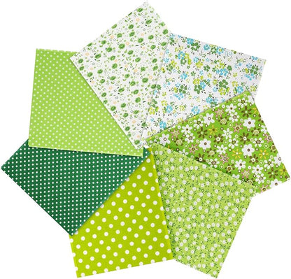 Ainiv 7pcs 19.68"x19.68" 100% Cotton Quilting Fabric, Fabric Bundles Squares, Floral PreCut Fat Squares Sheets for Quilting, Sewing, DIY Crafts, Mask, Green