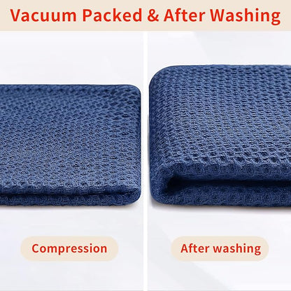 Homaxy 100% Cotton Waffle Weave Kitchen Dish Cloths, Ultra Soft Absorbent Quick Drying Dish Towels, 12 x 12 Inches, 18-Pack, Navy Blue