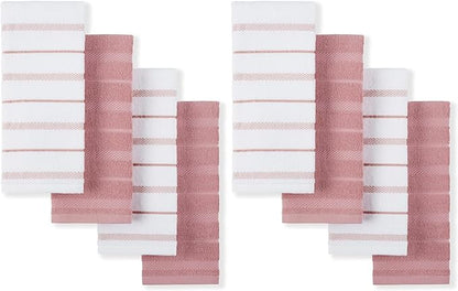 KitchenAid Albany Kitchen Towel 4-Pack Set, Dried Rose/White, 16"x26", (Pack of 2)