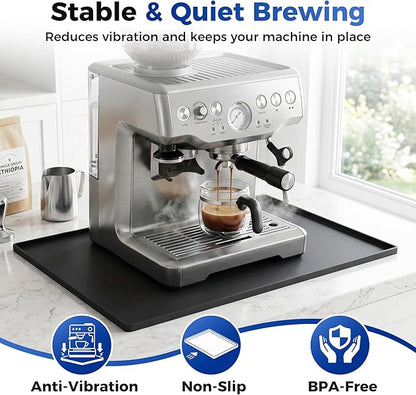 Golener Silicone Coffee Mat - 24" x 16" Coffee Bar Mat for Countertop with Raised Edges, Kitchen Station Pad, Accessories Fit Under Coffee Machine, Waterproof Dish Drying Mat, Heat Resistant, Black