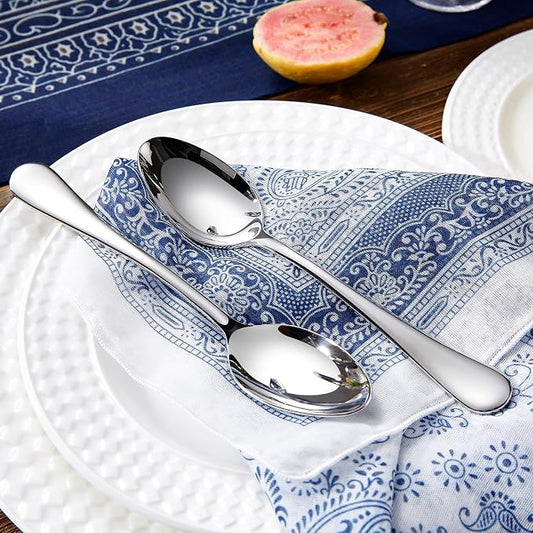 KEAWELL Premium Verona 8-Piece Spoon Set 7.6-Inch – 18/10 Stainless Steel, Heavy-Duty Mirror-Finished Flatware for Daily Meals, Hosting, and Special Occasions (8, Dinner Spoons)