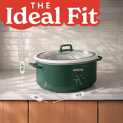 Gourmia Slow Cooker - 7 Quart Removable Ceramic Pot, Manual Controls with 3 Temperature Settings, Dishwasher Safe Crock and Glass Lid, Green