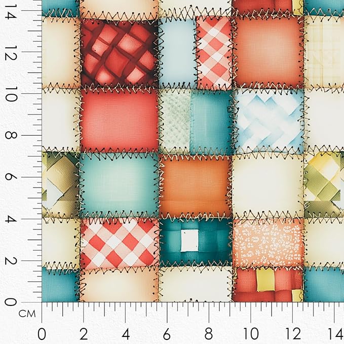 Patchwork Hot Cocoa Cotton Fabric Panel – 6 Designs (10×10 inch Each) + Bonus Sheet 29.5×19.6 inch, 100% Cotton 140 GSM, Made in Türkiye