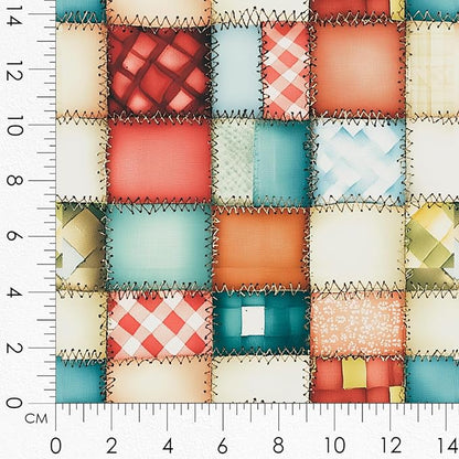 Patchwork Hot Cocoa Cotton Fabric Panel – 6 Designs (10×10 inch Each) + Bonus Sheet 29.5×19.6 inch, 100% Cotton 140 GSM, Made in Türkiye