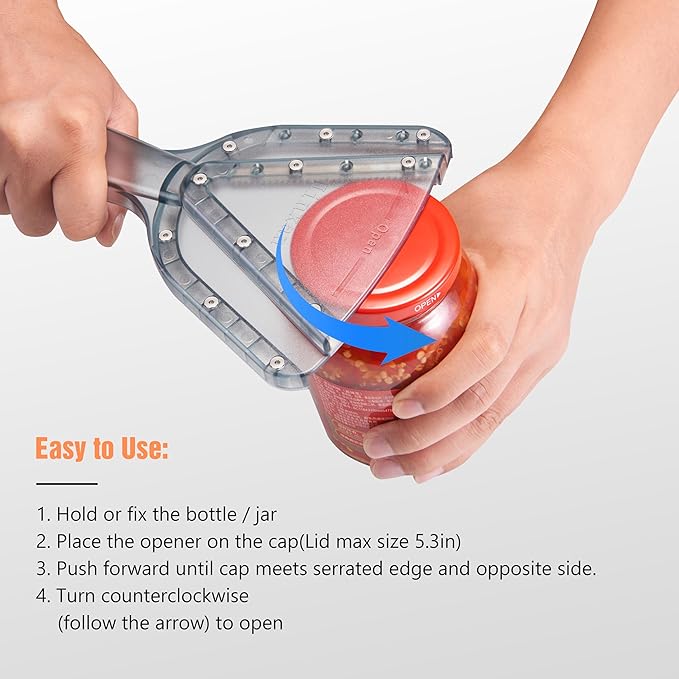 Uinxan Jar Opener for Weak Hands & Seniors with Arthritis - Handheld Manual | Effortlessly Opens Stubborn Screw Lids & Bottle Caps. 304 Stainless Steel. Durable. Patented Kitchen Gadget (Black)