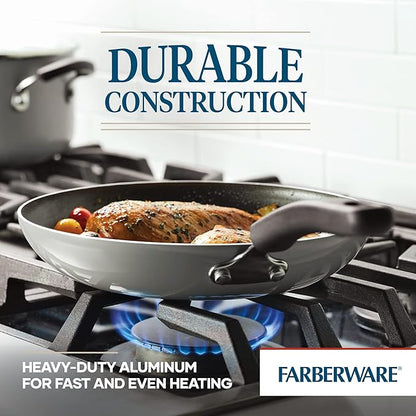 Farberware Cookstart Aluminum DiamondMax Nonstick Skillet Set, 2-Piece Cookware Set, Silver