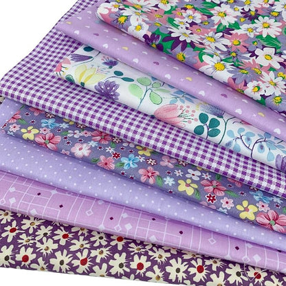 aufodata 8 Pieces 19.6" x 19.6" (50cm x 50cm) Cotton Fabric Squares Quilting Patchwork Floral Pattern Precut Fabric for DIY Quilting Sewing Crafting Artcraft (Purple)