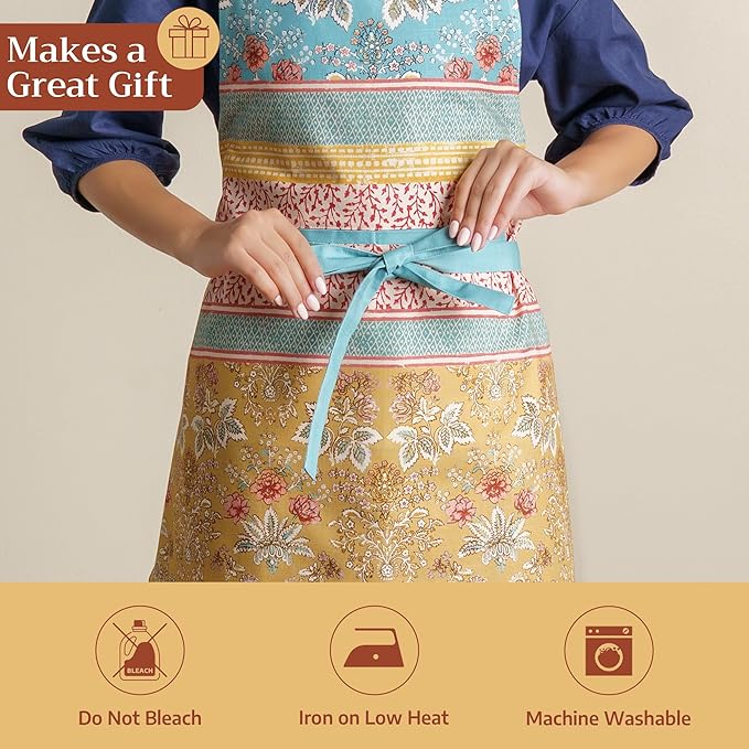 Maison d' Hermine 100% Cotton Apron for women with Pocket Kitchen Chef Apron for Men Cooking Spring Summer