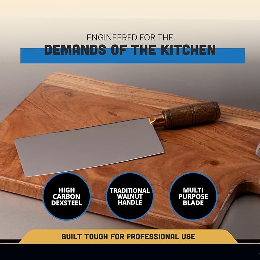 Dexter-Russell 8110 Traditional Chinese Chef’s Knife, 8" x 3-1/4", High-Carbon Steel Blade, Rosewood Handle, Individually Ground Edge, Brass Ferrule, Lightweight, Made in USA