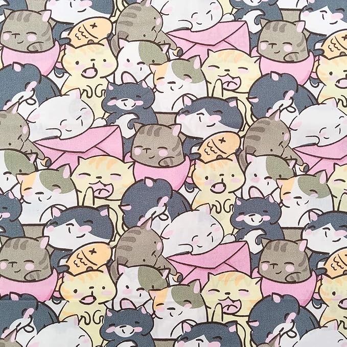 8 pcs/lot Fat Quarter Fabric Bundles 100% Cotton 19.69'' x 19.69'' (50 x 50cm) Cotton Fabric Pre-Cut Squares Sheets for Patchwork Sewing Quilting Crafting, Dog Cat Pattern.