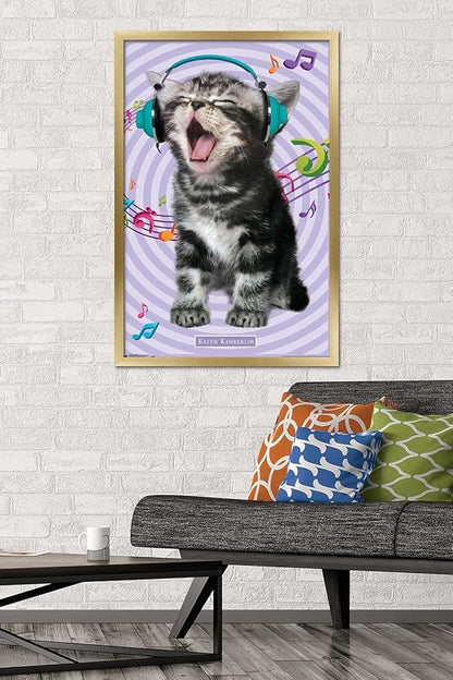 Trends International Keith Kimberlin - Kitten - Singing Wall Poster, 22.375" x 34", Gold Framed Version