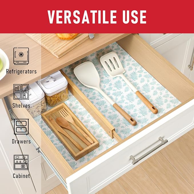Cooyes Absorbent Refrigerator Liners, Non Slip Fridge Bin Liners and Mats Washable, Shelf Liner for Fridge Bins & Refrigerator Drawer Kitchen Cabinet