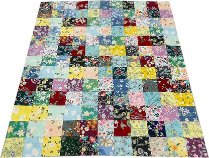 HANPATQUI 50PCS 10 x 10 inch Floral 100% Cotton Fat Quarters Fabric for Sewing and Quilting Bundles Precut Fabric Square for DIY Craft Patchwork