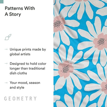GEOMETRY Kitchen Dish Cloths - Spring & Summer Collection - Premium Dishcloths with Geoweave - Absorbent & Fast Drying Kitchen Towels - Sweet Spring, 10" x 10" - 3-Pieces