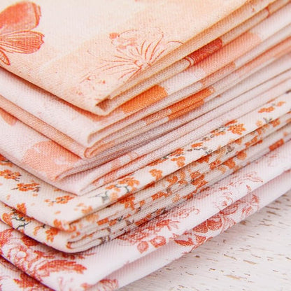 Threadart Exclusive 5 Fat Quarter Bundles - Coral Vintage Prints 100% Cotton Fabric - Premium 100% Cotton Quilting Fabric - No Duplicates - Full Size Fat Quarters 18"x21" - Coral
