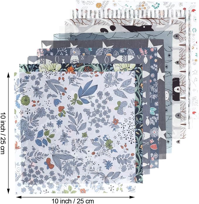 Tatuo 30 Pieces 10 x 10 Inches Cotton Fabric Bundle Squares Patchwork Floral Fabric Sewing Quilting Bundles Assorted Pattern Cloth for DIY Scrapbook Craft Making