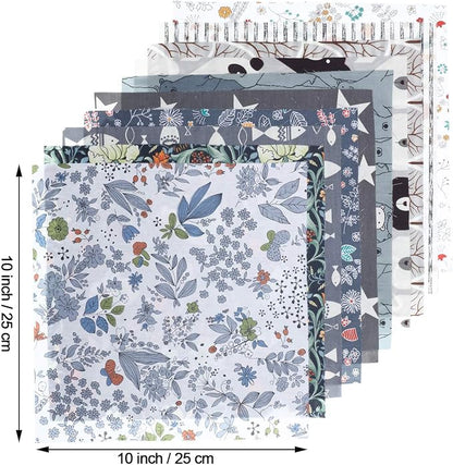 Tatuo 30 Pieces 10 x 10 Inches Cotton Fabric Bundle Squares Patchwork Floral Fabric Sewing Quilting Bundles Assorted Pattern Cloth for DIY Scrapbook Craft Making